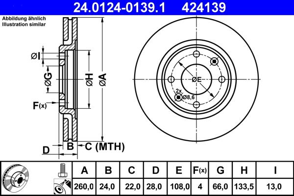 ATE 24.0124-0139.1 - Discofreno www.autoricambit.com