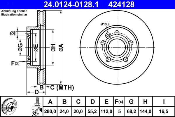 ATE 24.0124-0128.1 - Discofreno www.autoricambit.com