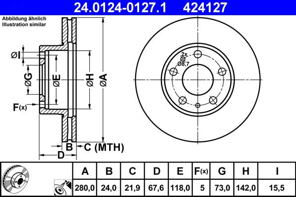 ATE 24.0124-0127.1 - Discofreno www.autoricambit.com