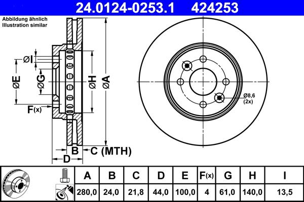 ATE 24.0124-0253.1 - Discofreno www.autoricambit.com