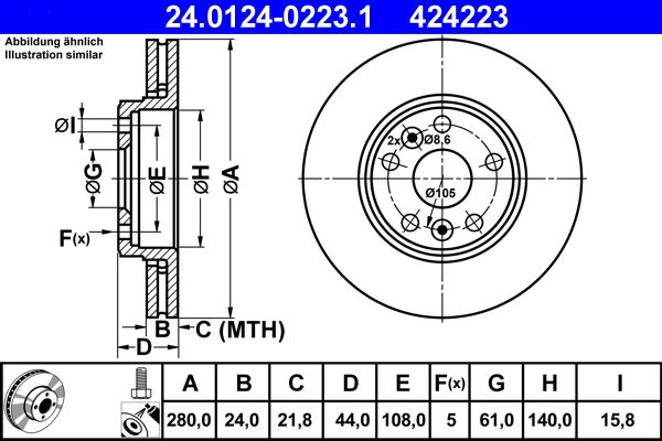 ATE 24.0124-0223.1 - Discofreno www.autoricambit.com