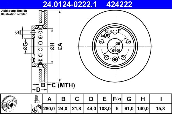 ATE 24.0124-0222.1 - Discofreno www.autoricambit.com