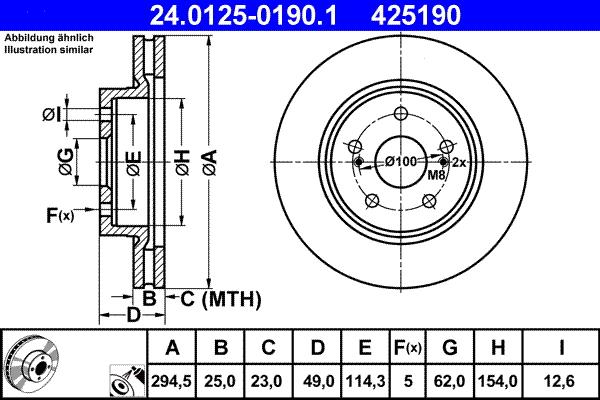 ATE 24.0125-0190.1 - Discofreno www.autoricambit.com