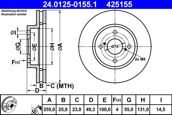 ATE 24.0125-0155.1 - Discofreno www.autoricambit.com