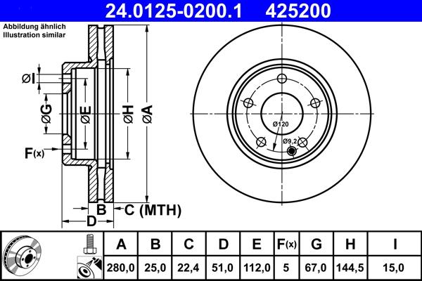 ATE 24.0125-0200.1 - Discofreno www.autoricambit.com