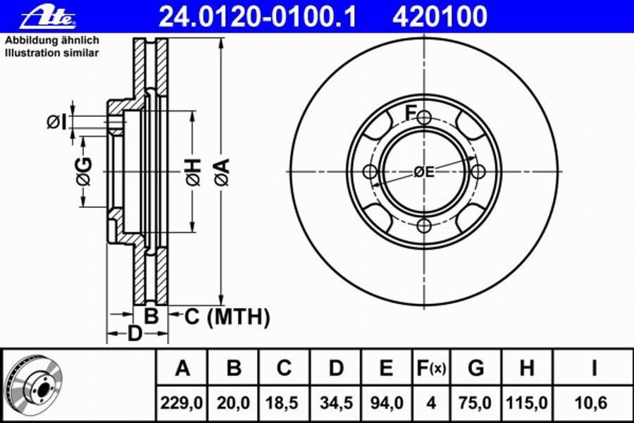 ATE 24012001001 - Discofreno www.autoricambit.com