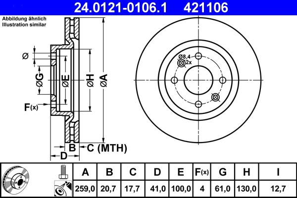 ATE 24.0121-0106.1 - Discofreno www.autoricambit.com