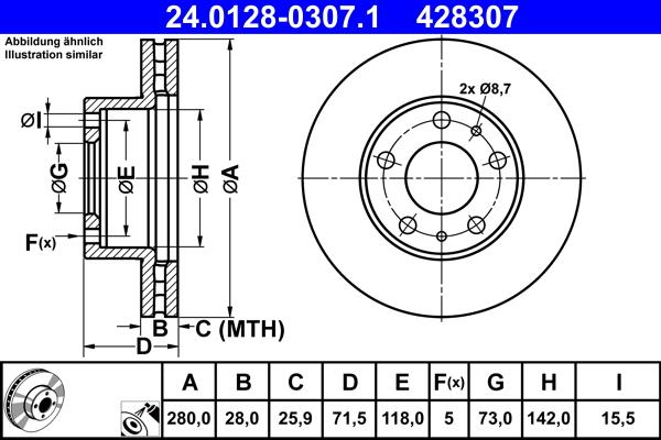 ATE 24.0128-0307.1 - Discofreno www.autoricambit.com