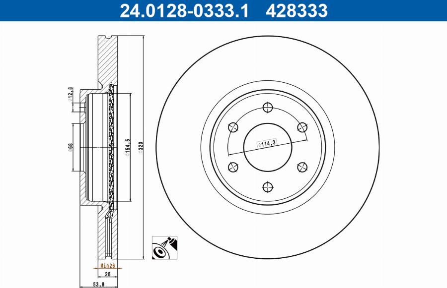 ATE 24.0128-0333.1 - Discofreno www.autoricambit.com