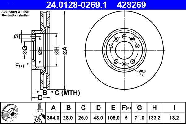 ATE 24.0128-0269.1 - Discofreno www.autoricambit.com