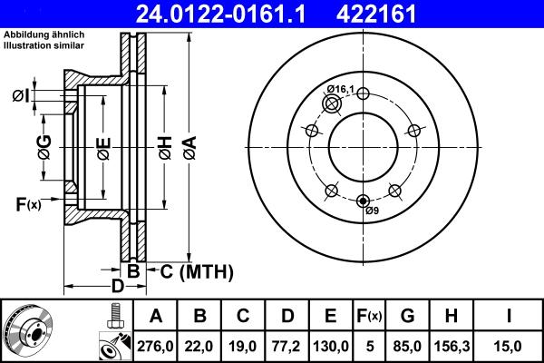 ATE 24.0122-0161.1 - Discofreno www.autoricambit.com