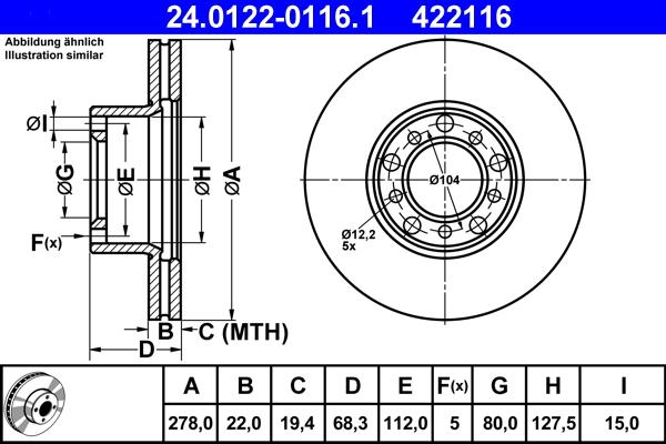 ATE 24.0122-0116.1 - Discofreno www.autoricambit.com