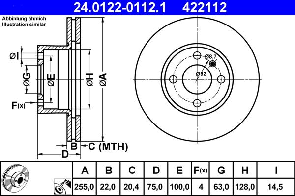 ATE 24.0122-0112.1 - Discofreno www.autoricambit.com