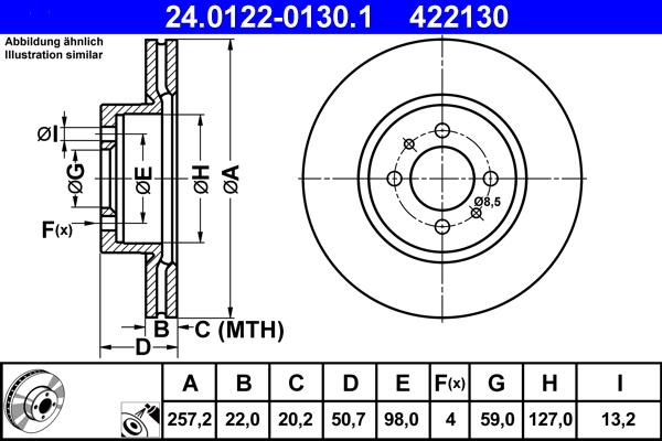 ATE 24.0122-0130.1 - Discofreno www.autoricambit.com