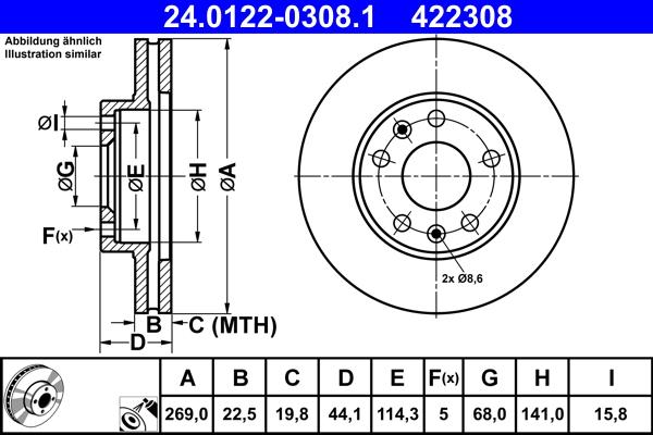 ATE 24.0122-0308.1 - Discofreno www.autoricambit.com