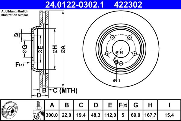 ATE 24.0122-0302.1 - Discofreno www.autoricambit.com