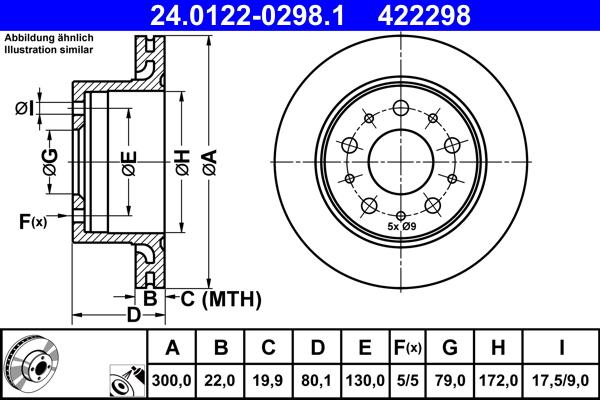 ATE 24.0122-0298.1 - Discofreno www.autoricambit.com