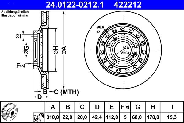 ATE 24.0122-0212.1 - Discofreno www.autoricambit.com