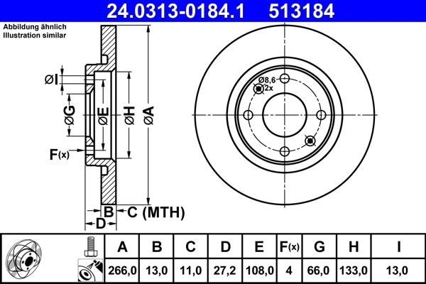 ATE 24.0313-0184.1 - Discofreno www.autoricambit.com