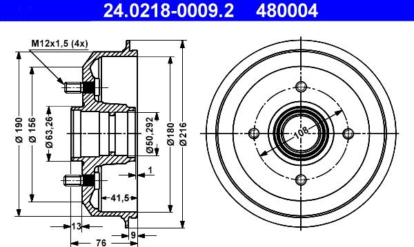 ATE 24.0218-0009.2 - Tamburo freno www.autoricambit.com