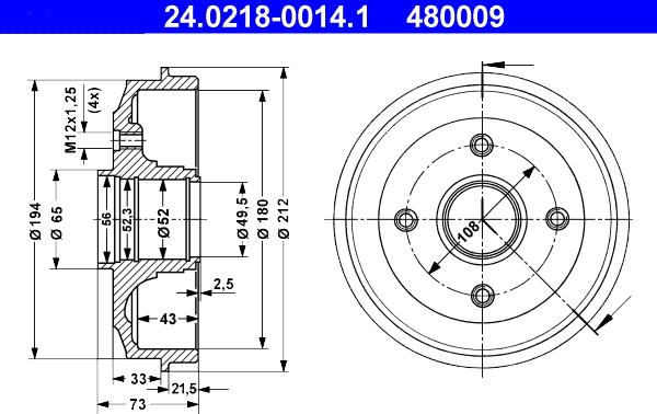 ATE 24.0218-0014.1 - Tamburo freno www.autoricambit.com