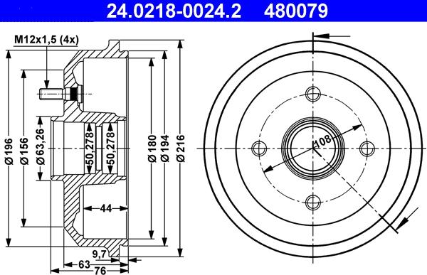 ATE 24.0218-0024.2 - Tamburo freno www.autoricambit.com