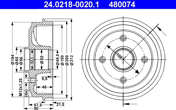 ATE 24.0218-0020.1 - Tamburo freno www.autoricambit.com