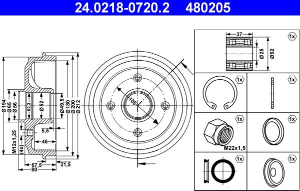 ATE 24.0218-0720.2 - Tamburo freno www.autoricambit.com