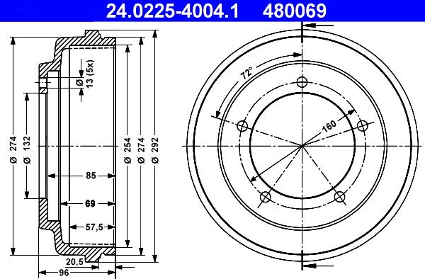 ATE 24.0225-4004.1 - Tamburo freno www.autoricambit.com