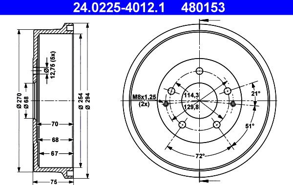 ATE 24.0225-4012.1 - Tamburo freno www.autoricambit.com