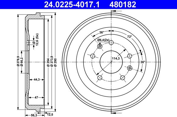 ATE 24.0225-4017.1 - Tamburo freno www.autoricambit.com