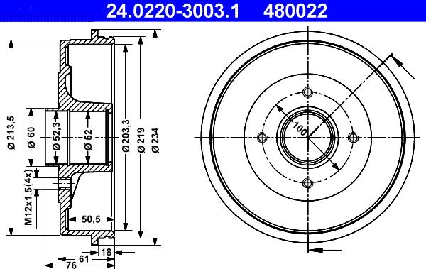 ATE 24.0220-3003.1 - Tamburo freno www.autoricambit.com