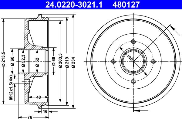 ATE 24.0220-3021.1 - Tamburo freno www.autoricambit.com