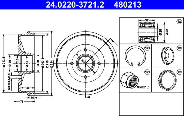 ATE 24.0220-3721.2 - Tamburo freno www.autoricambit.com