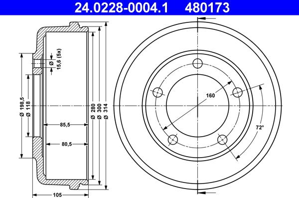 ATE 24.0228-0004.1 - Tamburo freno www.autoricambit.com