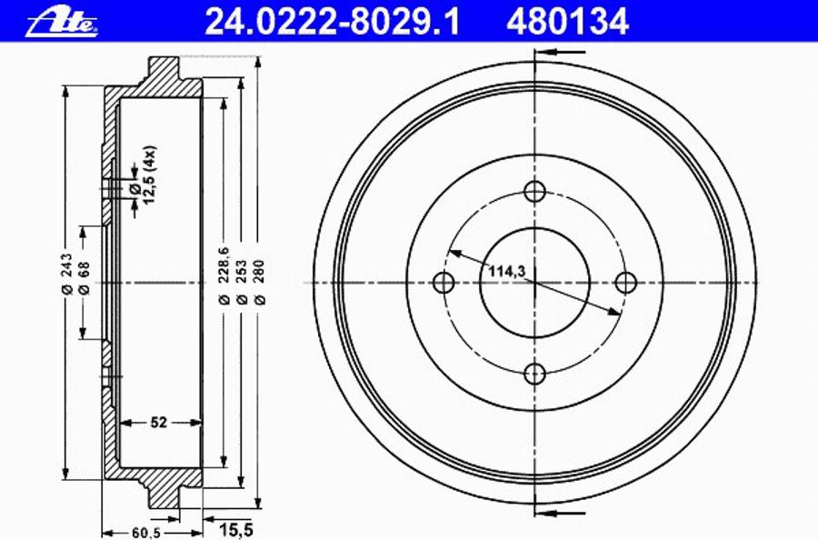 ATE 24022280291 - Tamburo freno www.autoricambit.com