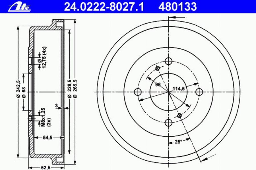 ATE 24022280271 - Tamburo freno www.autoricambit.com