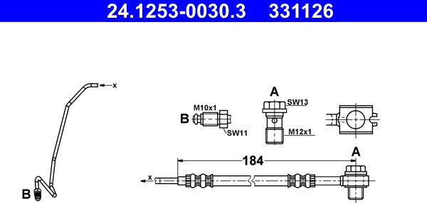 ATE 24.1253-0030.3 - Flessibile del freno www.autoricambit.com