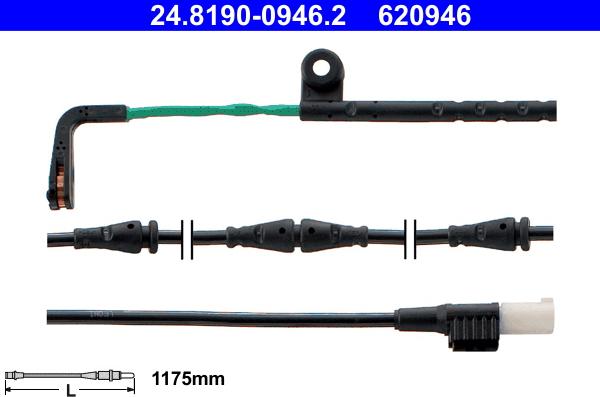 ATE 24.8190-0946.2 - Contatto segnalazione, Usura past. freno/mat. d'attrito www.autoricambit.com