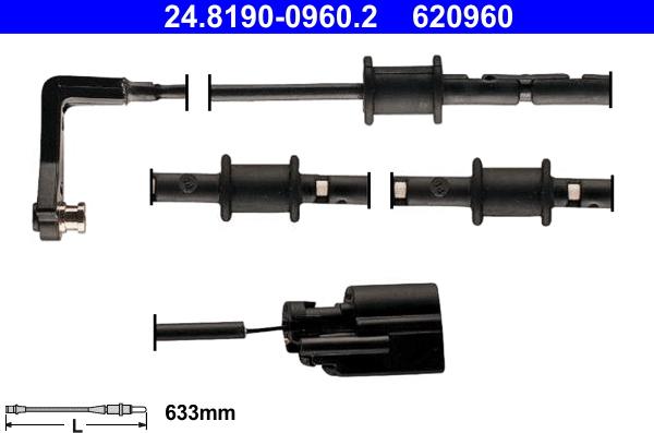 ATE 24.8190-0960.2 - Contatto segnalazione, Usura past. freno/mat. d'attrito www.autoricambit.com