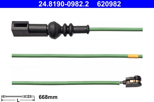 ATE 24.8190-0982.2 - Contatto segnalazione, Usura past. freno/mat. d'attrito www.autoricambit.com