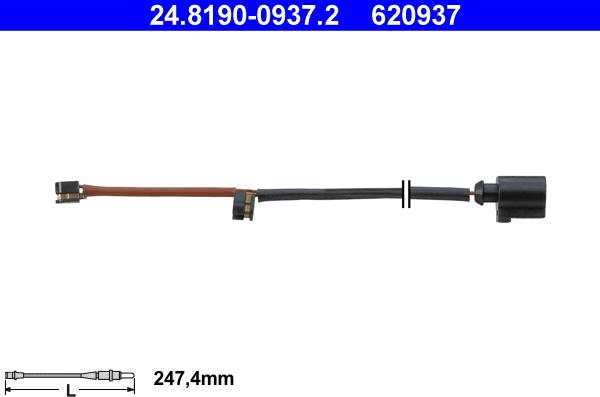 ATE 24.8190-0937.2 - Contatto segnalazione, Usura past. freno/mat. d'attrito www.autoricambit.com