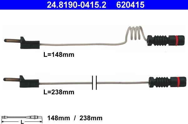 ATE 24.8190-0415.2 - Contatto segnalazione, Usura past. freno/mat. d'attrito www.autoricambit.com