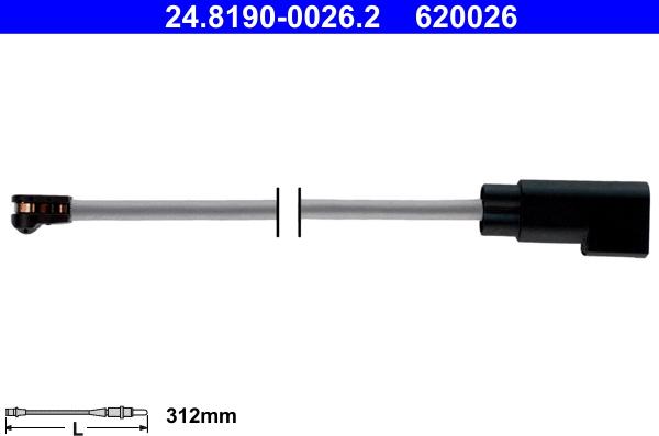 ATE 24.8190-0026.2 - Contatto segnalazione, Usura past. freno/mat. d'attrito www.autoricambit.com