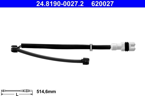 ATE 24.8190-0027.2 - Contatto segnalazione, Usura past. freno/mat. d'attrito www.autoricambit.com