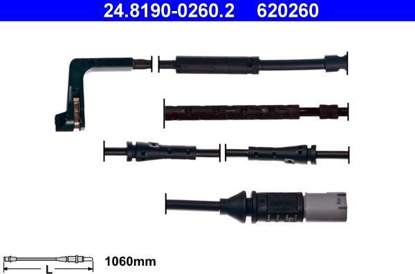 ATE 24.8190-0260.2 - Contatto segnalazione, Usura past. freno/mat. d'attrito www.autoricambit.com