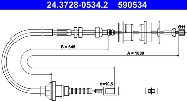 ATE 24.3728-0534.2 - Cavo comando, Comando frizione www.autoricambit.com