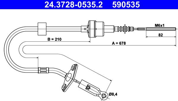 ATE 24.3728-0535.2 - Cavo comando, Comando frizione www.autoricambit.com