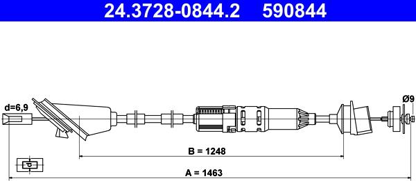 ATE 24.3728-0844.2 - Cavo comando, Comando frizione www.autoricambit.com