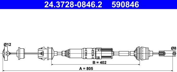 ATE 24.3728-0846.2 - Cavo comando, Comando frizione www.autoricambit.com